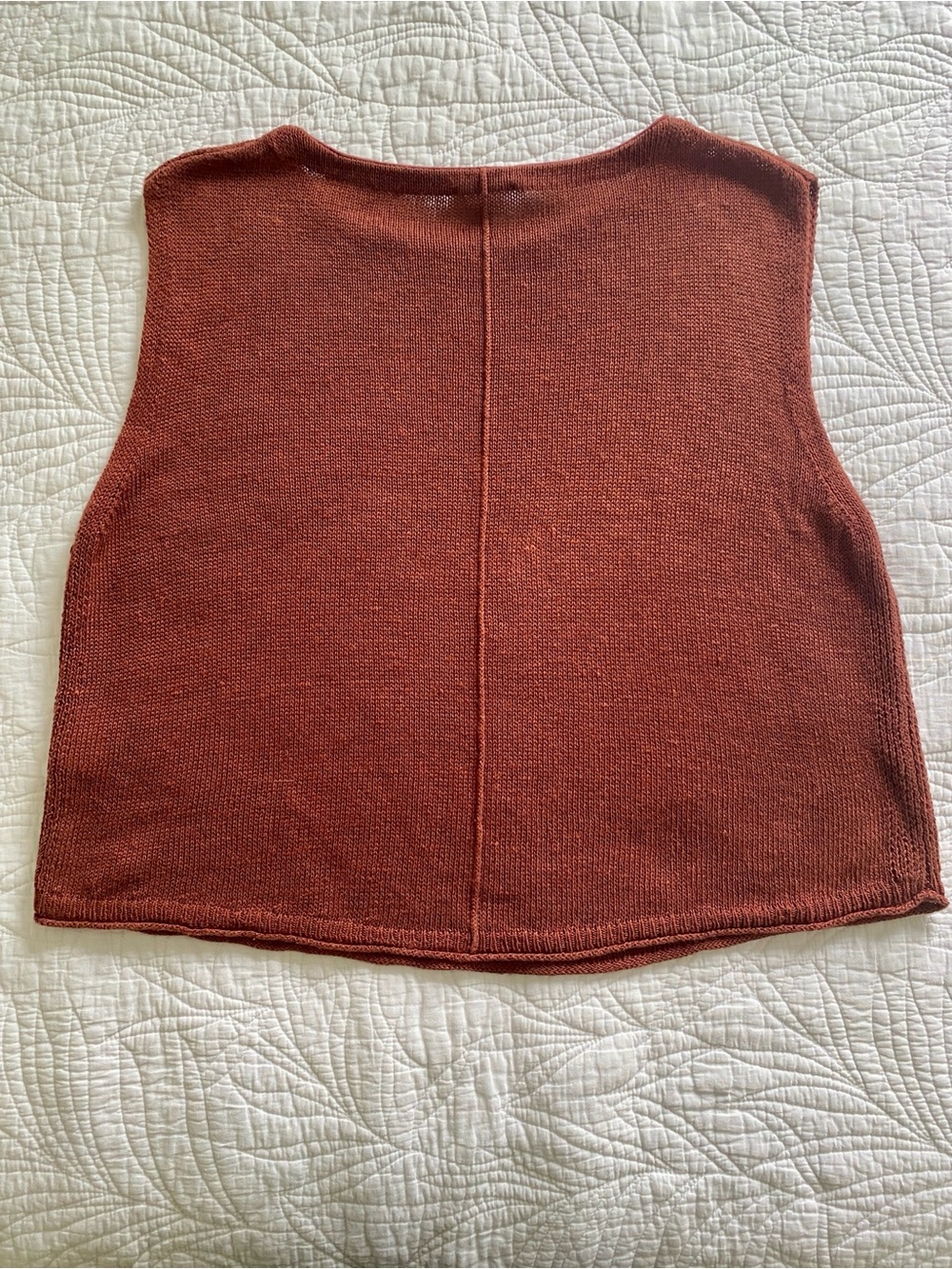 Poetry Sleeveless Delave Linen Knit top Vest Brown Chili size 10 EUC - Picture 6 of 16